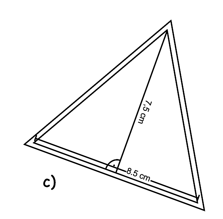 Dreieck mit Grundseite 8,5 cm und Höhe 7,5 cm